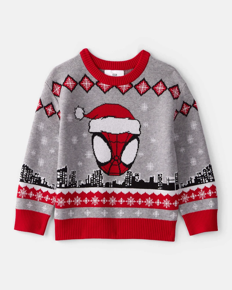 Toddler Boy ©Marvel Spider-Man Long-Sleeve Sweater - Red/Grey