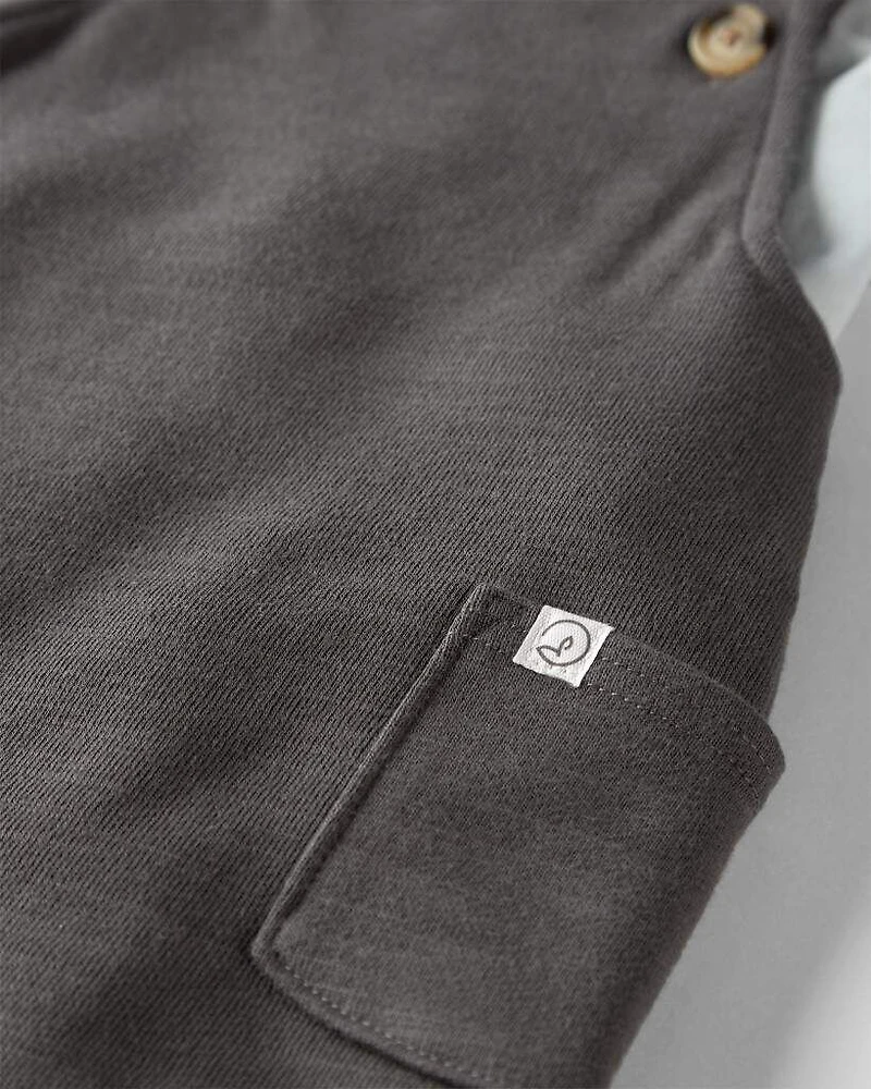 Baby Organic Cotton Shortall Set in Panda Bear