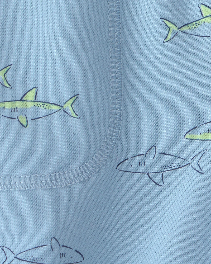Toddler Boy Shark French Terry Shorts - Blue