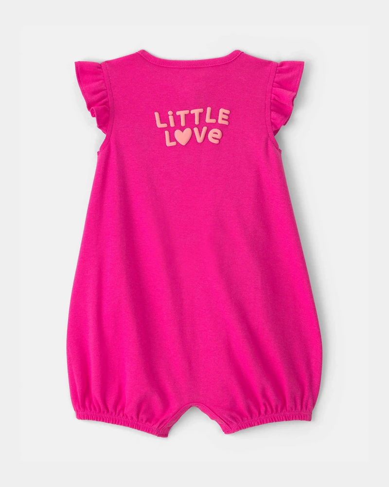 Baby Girl 'Little Love' Heart Short-Sleeve Romper - Pink