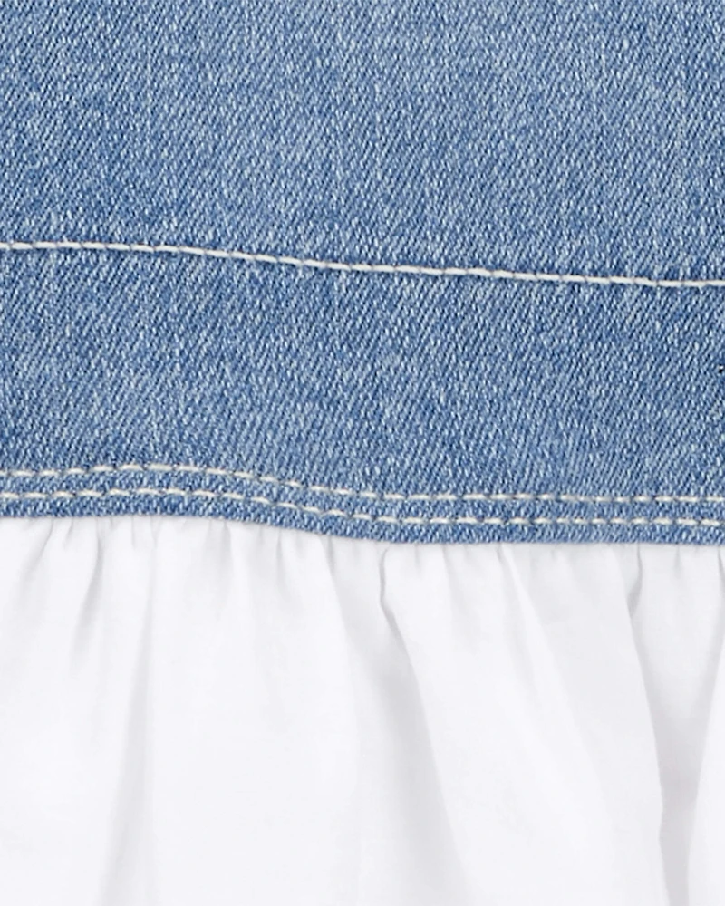 Baby Stretch Denim Eyelet Jumper Dress