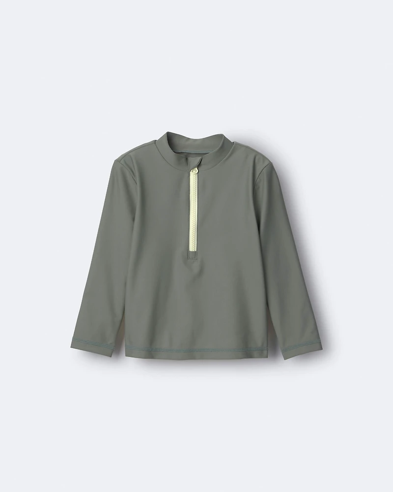 Toddler Half-Zip Long-Sleeve Rashguard - Olive