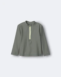 Toddler Half-Zip Long-Sleeve Rashguard - Olive