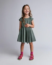Toddler Girl Avenue Twirl™ Dress in Dot Print - Olive