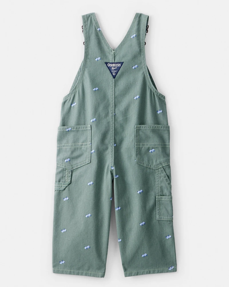 Baby Race Car Print Overalls - Green
