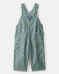 Baby Race Car Print Overalls - Green