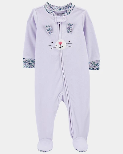 Baby Girl Bunny Loose Fit Long-Sleeve Sleep & Play Pajamas - Purple