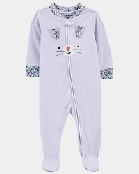 Baby Girl Bunny Loose Fit Long-Sleeve Sleep & Play Pajamas - Purple
