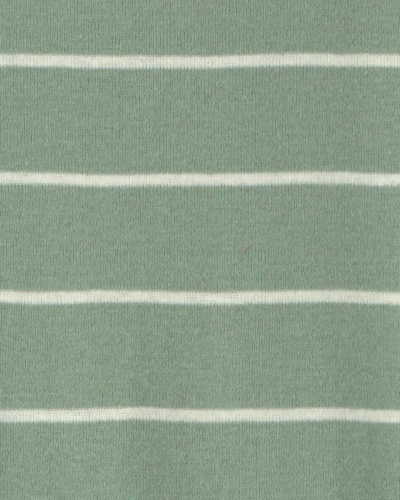 Toddler Boy 1-Piece Dino Striped 100% Cotton Snug Fit Footed Pajama - Green