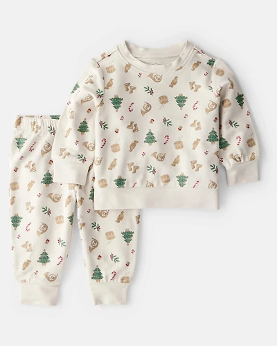Baby Boy Print PurelySoft Long-Sleeve Tee & Pant Set - White