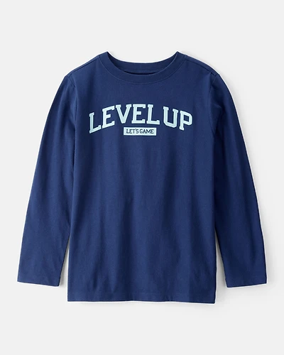 Boys Level Up Long-Sleeve Graphic Tee - Navy