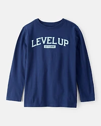 Boys Level Up Long-Sleeve Graphic Tee - Navy