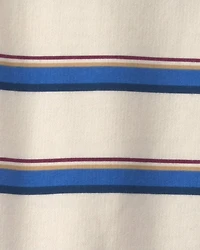Baby Boy Striped French Terry Long-Sleeve Jumpsuit - Blue/Cream