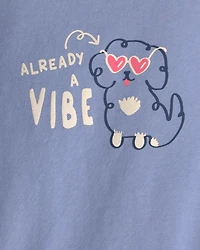 Baby Girl 'Already A Vibe' Dog Long-Sleeve Graphic Bodysuit - Blue