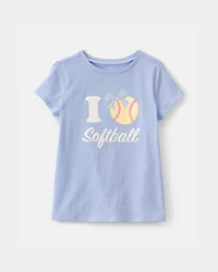 Girls 'I Love Softball' Graphic Tee - Blue