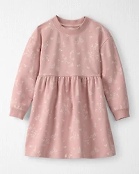Toddler Girl Organic Cotton French Terry Dress in Pink Bunnies Print