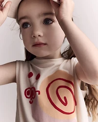 Toddler Girl Snail Elastic Waist Tank - Cream