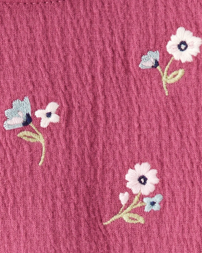 Baby Embroidered Floral Bodysuit Dress - Pink