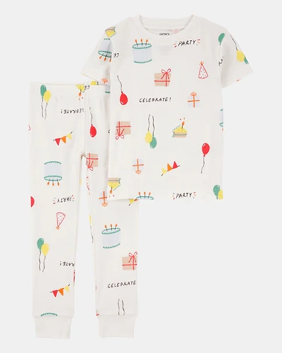 Toddler 2-Piece Birthday 100% Snug Fit Cotton Pajamas - Ivory