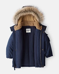 Toddler Boy Hooded Heavyweight Winter Jacket - Navy