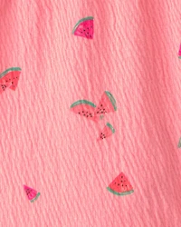 Baby Girl Ruffle-Trim Watermelon Shorts - Pink