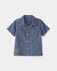 Baby Boy Disney© Winnie the Pooh Chambray Embroidered Button-Down Shirt - Medium Wash