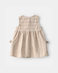 Baby Girl Stripe Sleeveless Dress - Khaki/Ivory
