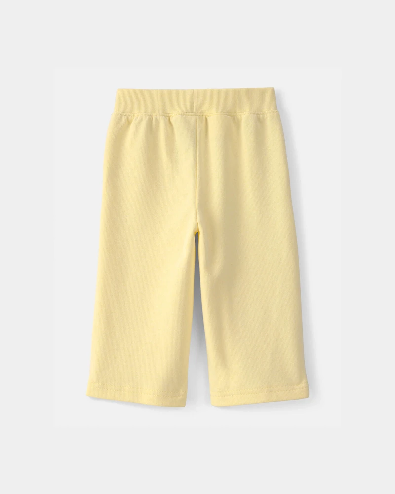 Baby Girl French Terry Wide-Leg Active Pants - Yellow