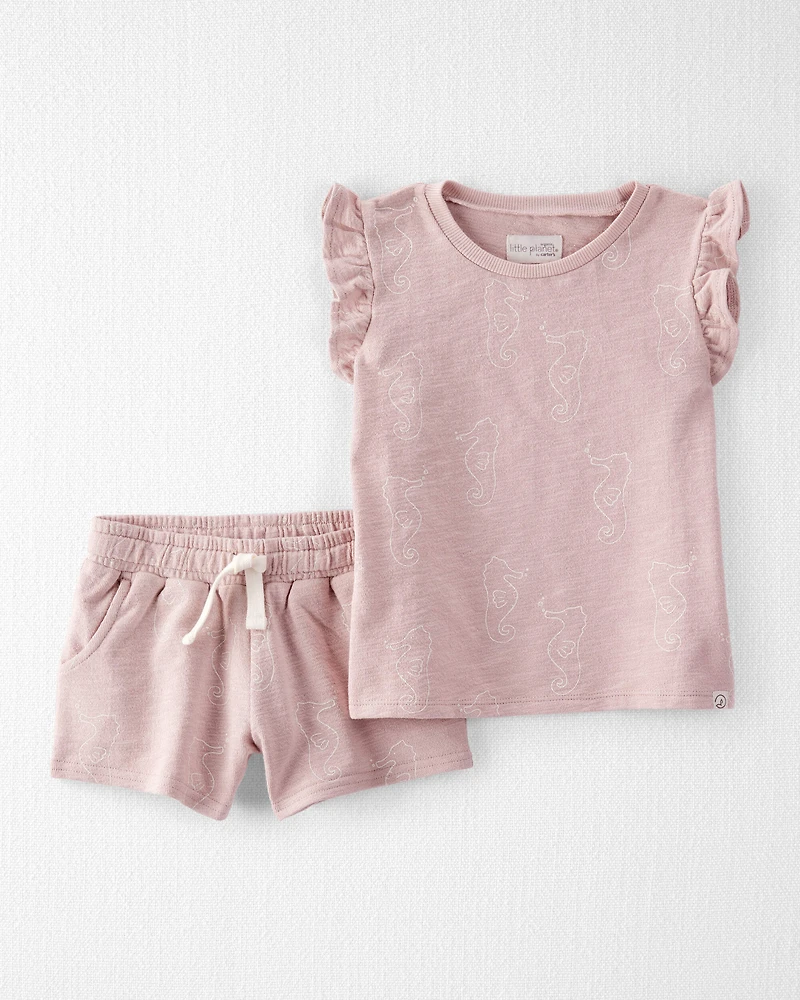 Toddler 2-Piece Seahorse-Print Set Made with Organic Cotton