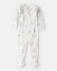 Baby Dog Print 2-Way Zip PurelySoft Pajamas - White