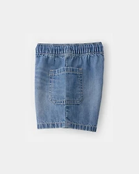 Baby Boy Denim Drawstring Shorts - Blue