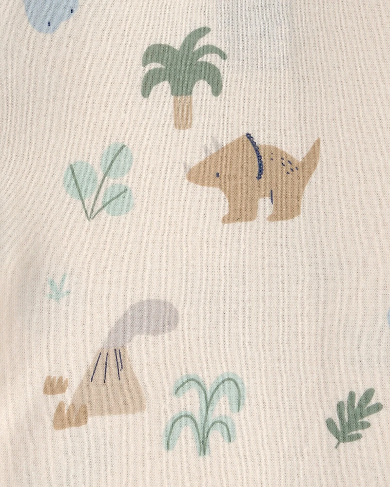 Baby 2-Pack Dinosaur Striped Snug Fit 1-Piece Pajama Set - Green/Cream