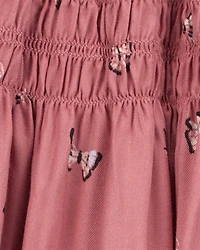 Kid 2-Piece Pointelle Tee & Butterfly Maxi Skirt Set - Pink