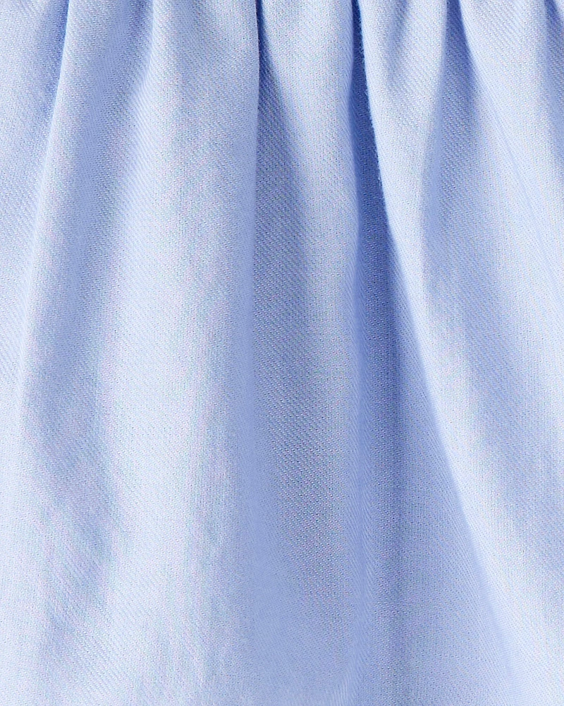 Baby Girl Embroidered Cotton Long-Sleeve Top - Blue