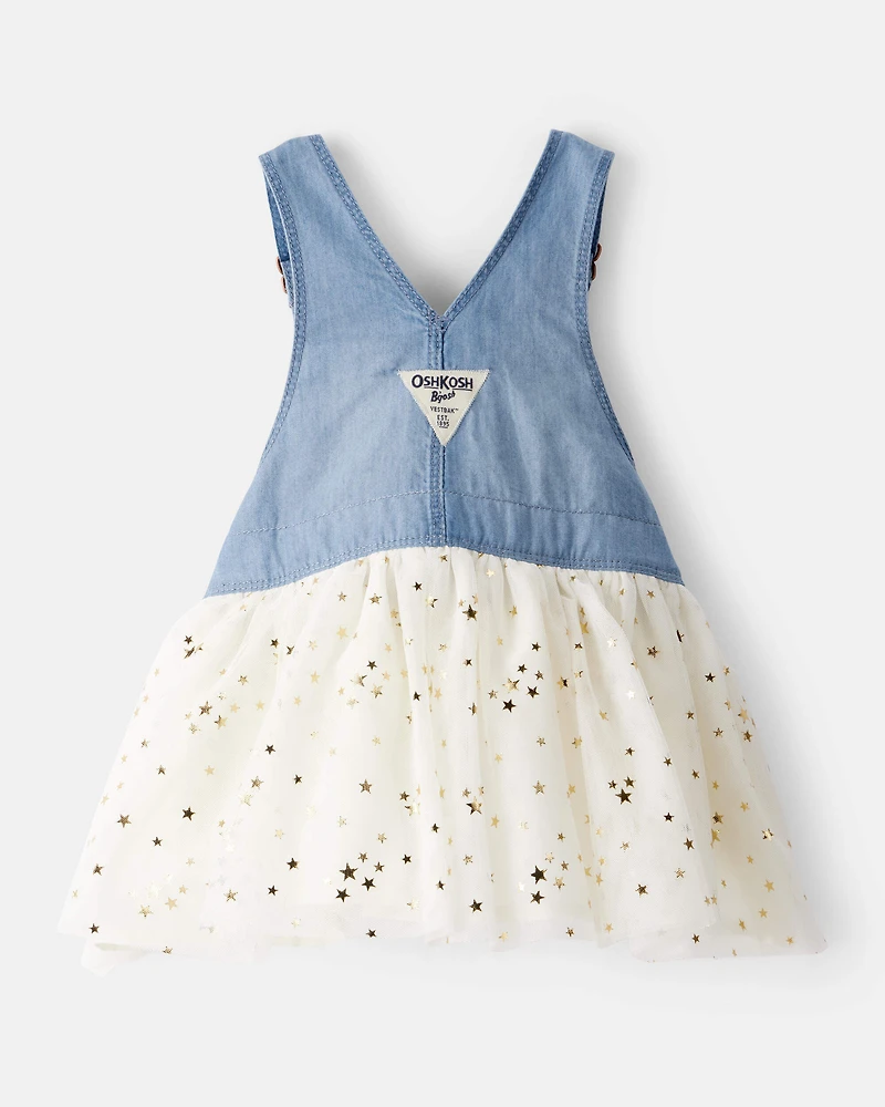 Baby Girl Chambray Tulle Skirtall - Blue/Cream