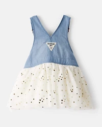 Baby Girl Chambray Tulle Skirtall - Blue/Cream