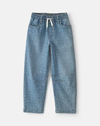 Girls Alphabet Denim Barrel Jeans - Medium Wash