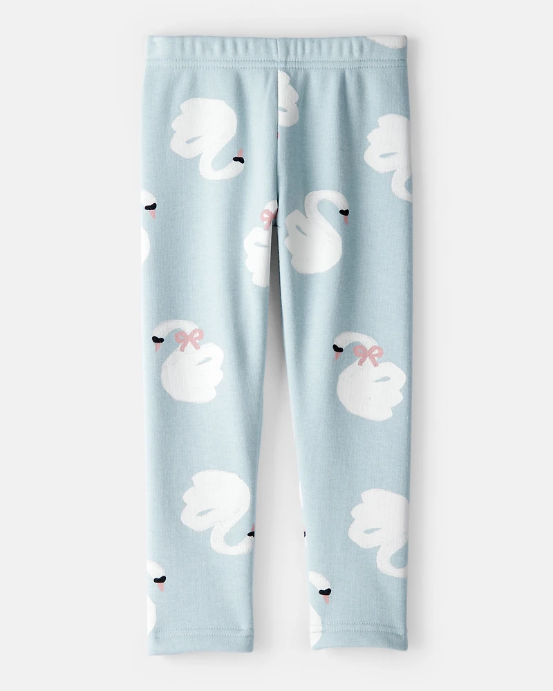Toddler Girl Swan Pull-On Stretch Cozy Leggings - Blue