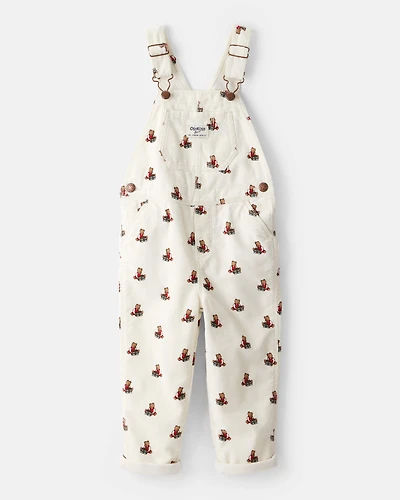 Toddler Bear Corduroy Overalls - Cream