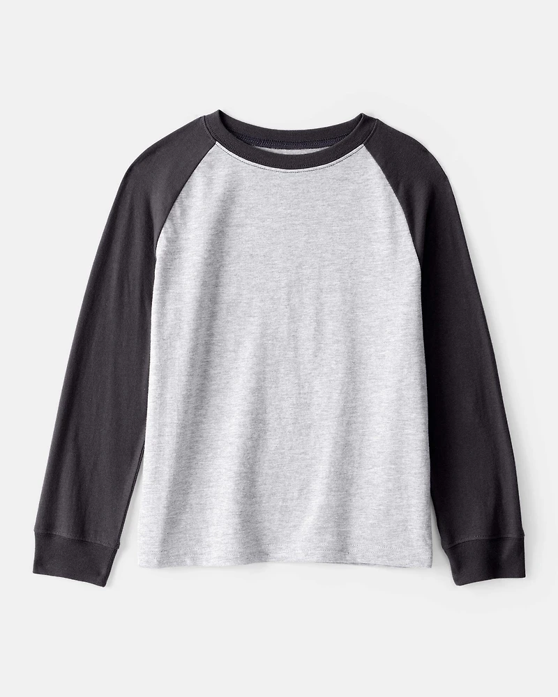 Boys Long-Sleeve Raglan Tee - Charcoal