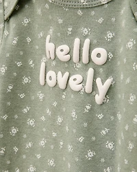 Baby Girl 5-Pack Floral Horses Short-Sleeve Cotton Bodysuits - Pink/Green