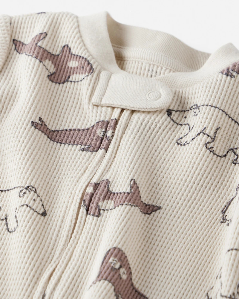 Baby Waffle Knit Sleep & Play Pajamas Made with Organic Cotton in Artic Friends Print