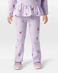 Toddler Girl Floral Cotton Flare Pull-On Stretch Leggings - Purple