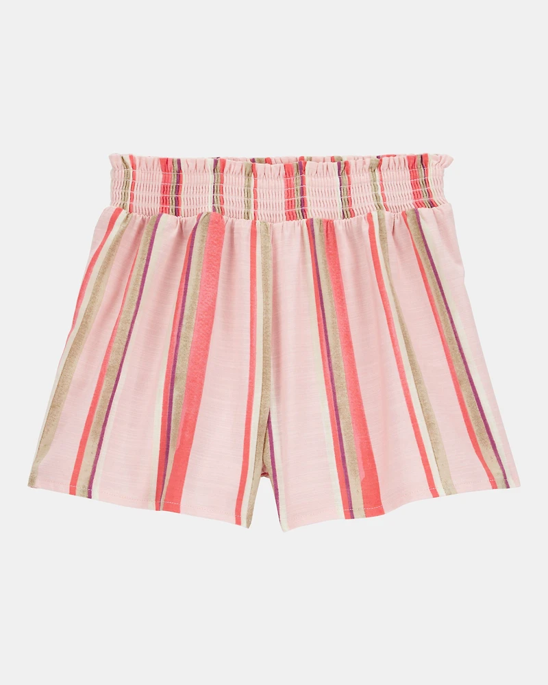 Kid Striped Linen Look-Alike Flowy Pull-On Shorts