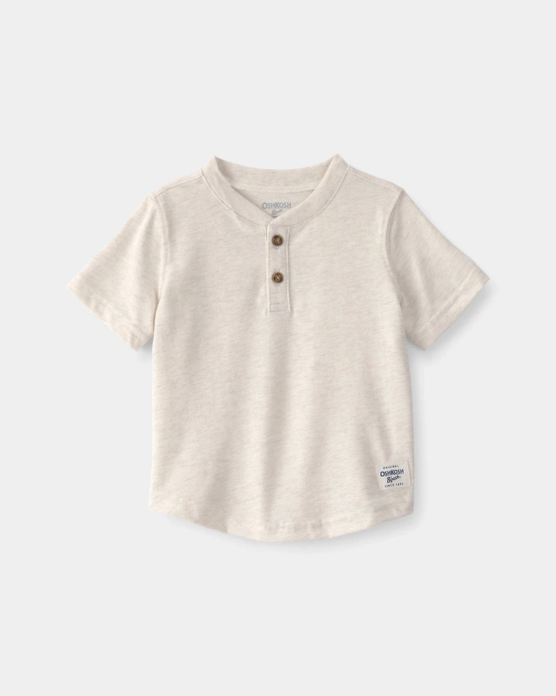Baby Boy Short-Sleeve Henley T-Shirt - Cream