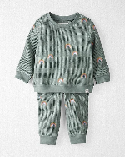 Baby Organic Cotton Waffle Knit Set in Magical Rainbow Print