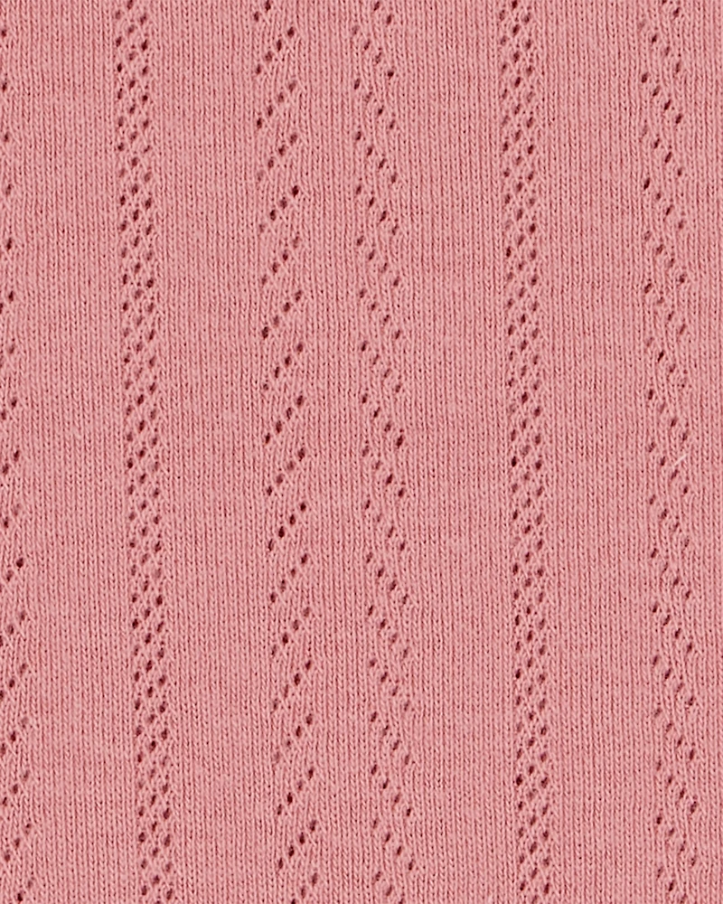 Kid 2-Piece Pointelle Tee & Butterfly Maxi Skirt Set - Pink