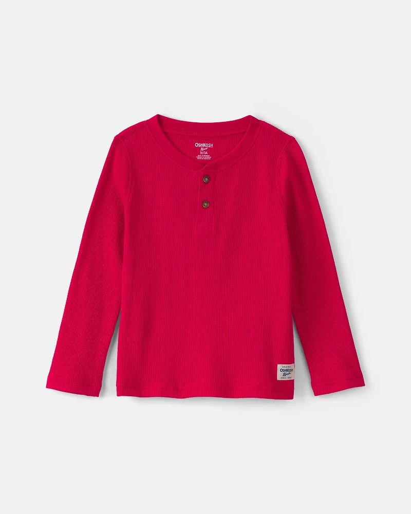 Toddler Boy Thermal Long-Sleeve Henley T-Shirt - Red