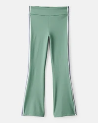 Girls 2-Piece Snack Team Graphic Tee & Knit Flare Active Pants Set - Green/White