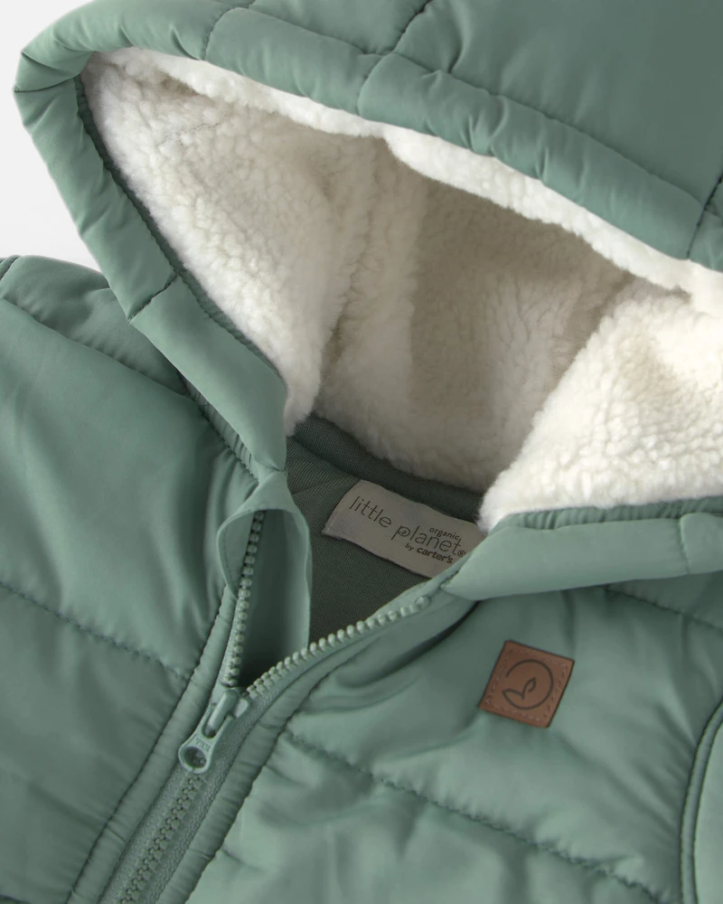 Baby Recycled Teddy Fleece Hooded Puffer Jacket